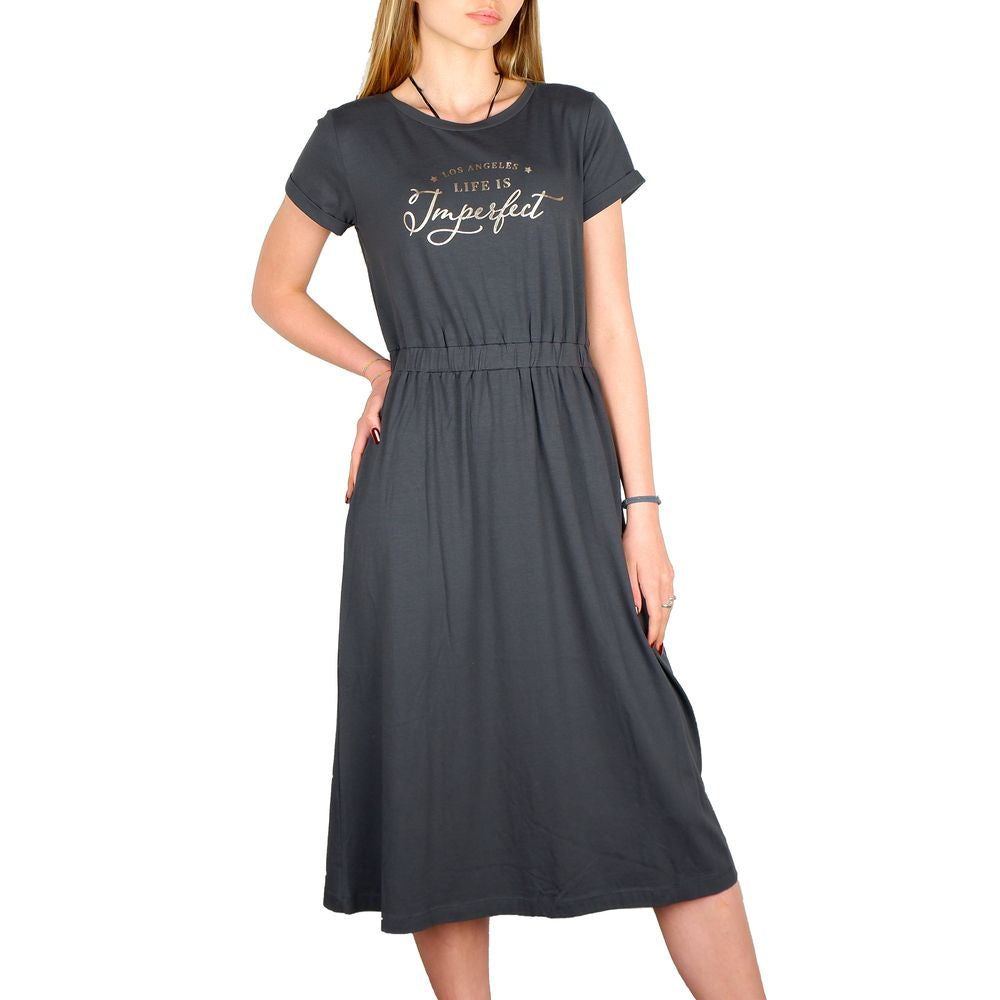 Elegant Stretch Dress with Front Print