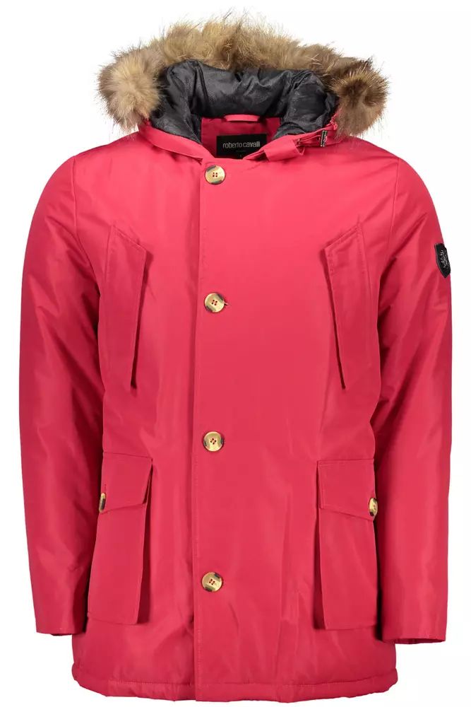 Pink Hooded Jacket with Removable Fur