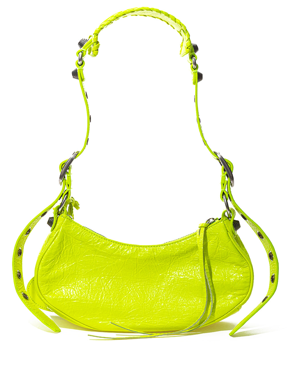 Neon Yellow Leather Shoulder Bag Extravaganza