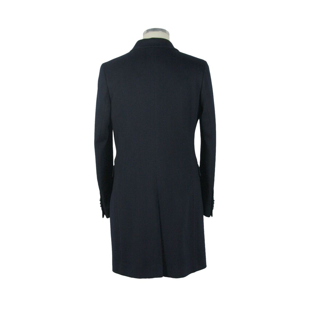 Elegant Black Virgin Wool Coat for Men