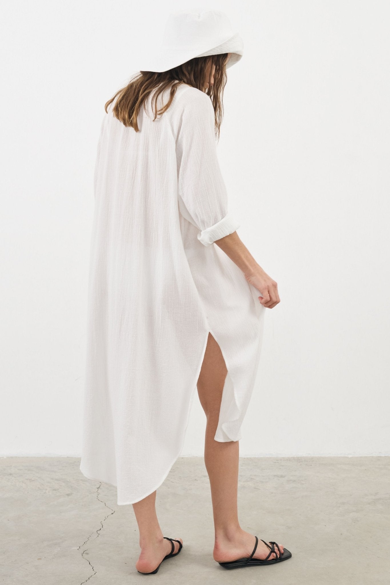 Buy Terra Shirt Dress - White by The Handloom
