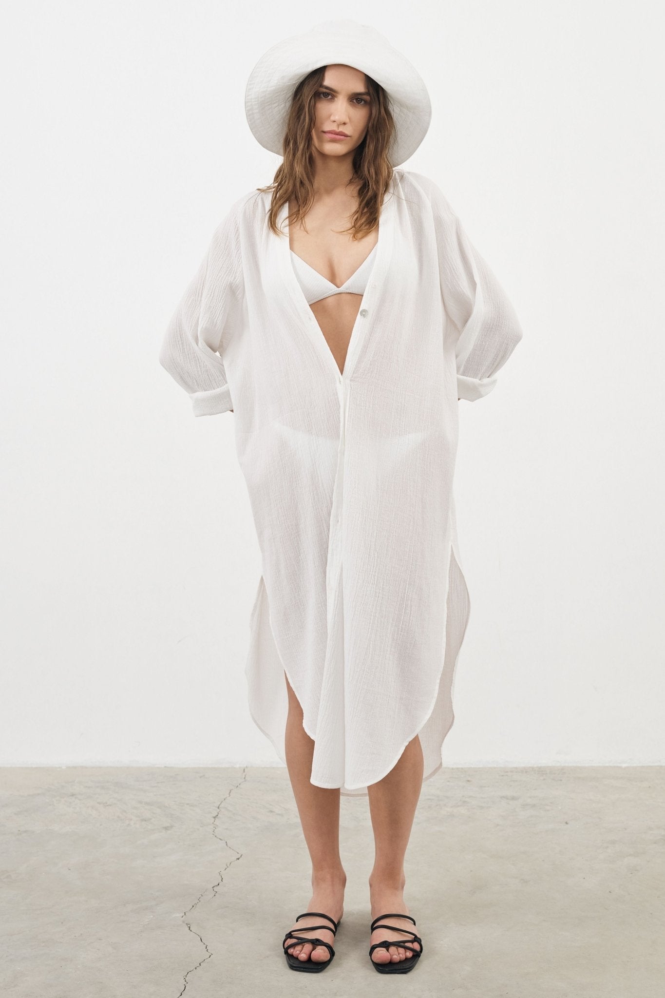 Buy Terra Shirt Dress - White by The Handloom