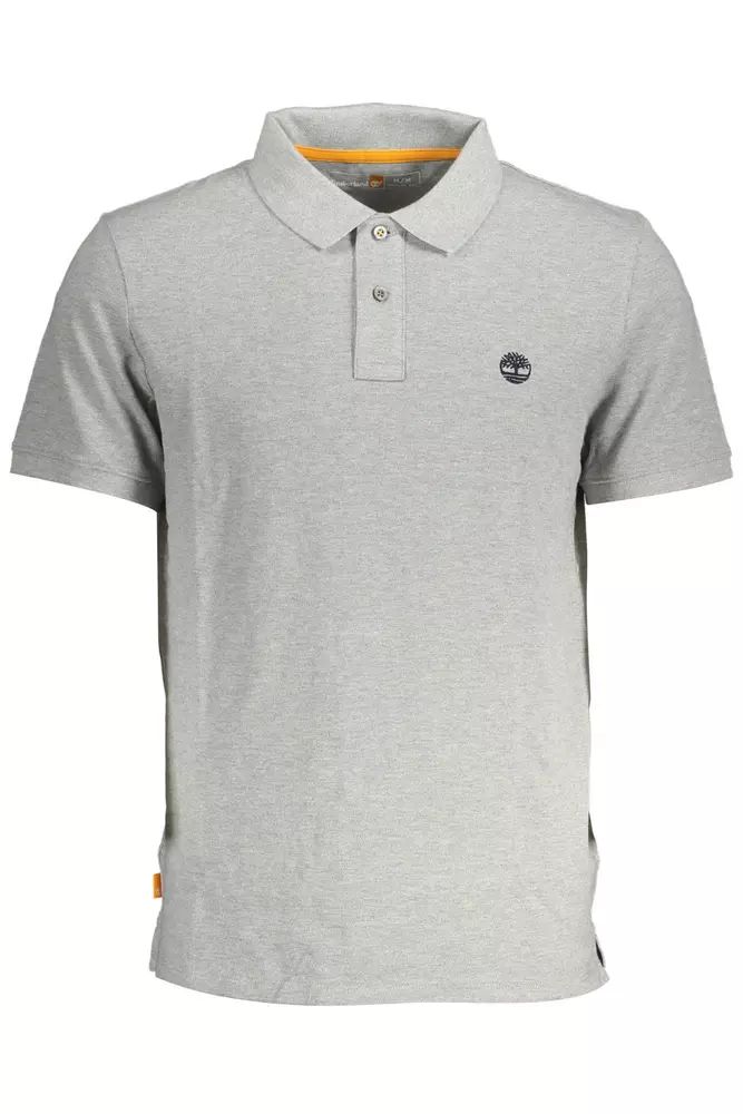 Sleek Gray Polo with Subtle Embroidery