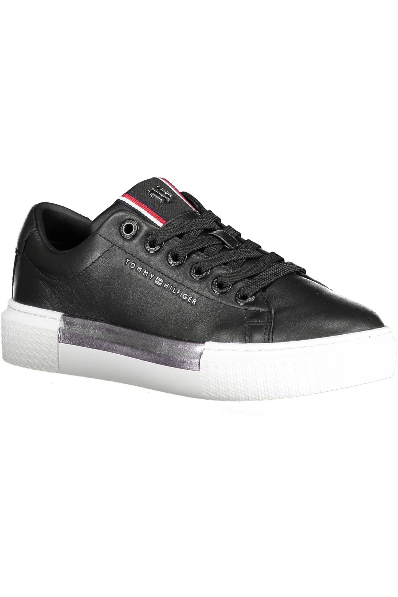 Chic Black Cotton-Leather Blend Sneakers