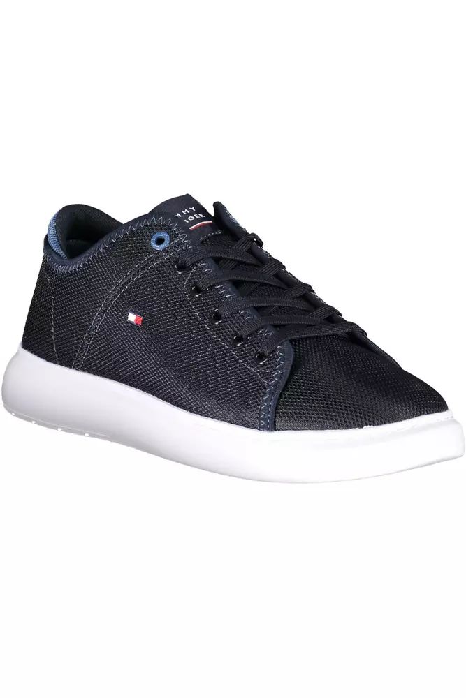 Chic Blue Lace-Up Sneakers with Logo Detail