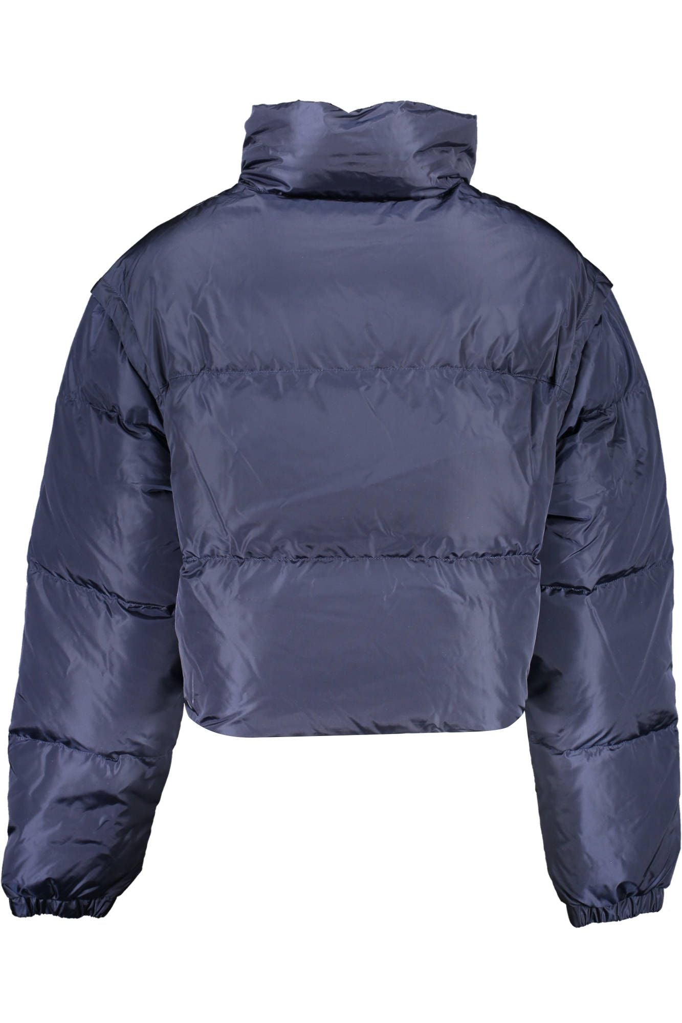 Eco-Conscious Blue Nylon Short Jacket