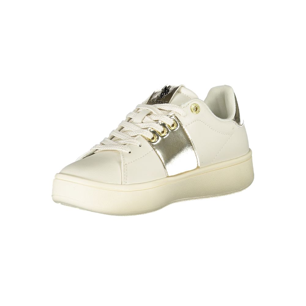 Beige Laced Sports Sneakers with Contrast Details