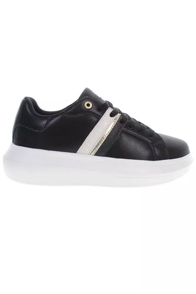 Chic Black Lace-Up Sneakers with Contrast Detailing