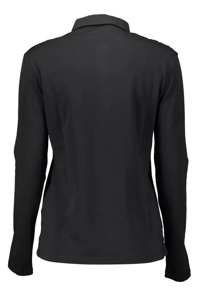 Chic Black Long-Sleeve Polo with Embroidery