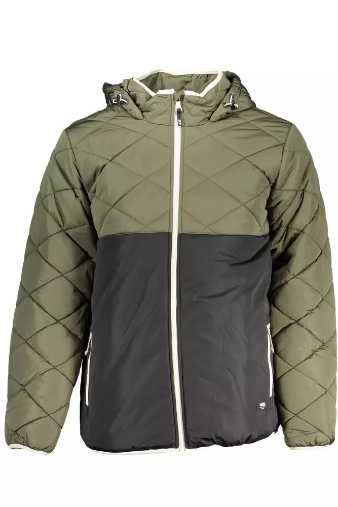 Classic Green Hooded Jacket with Logo Accent
