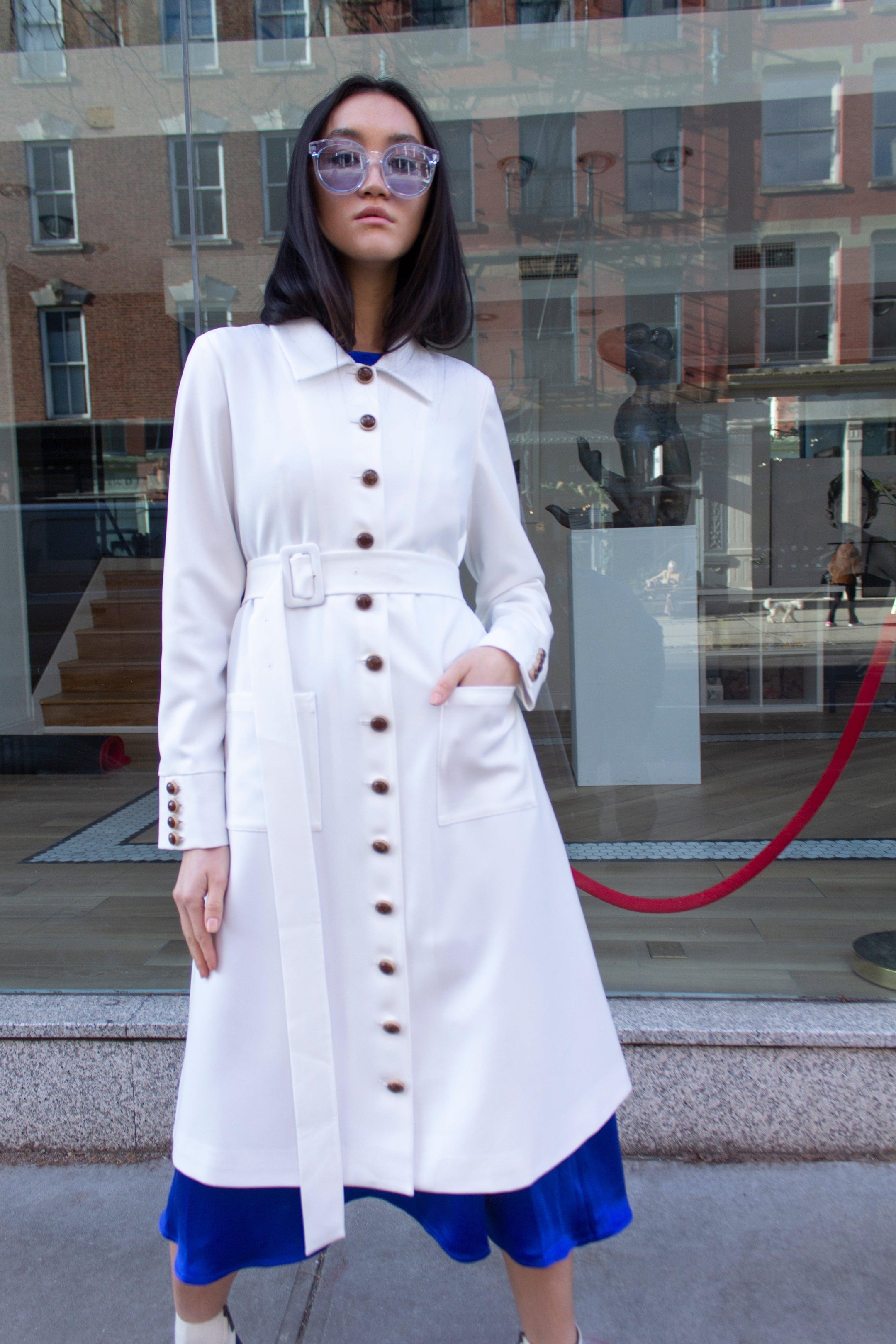 Monique White Coat – Women’s Elegant Long Coat
