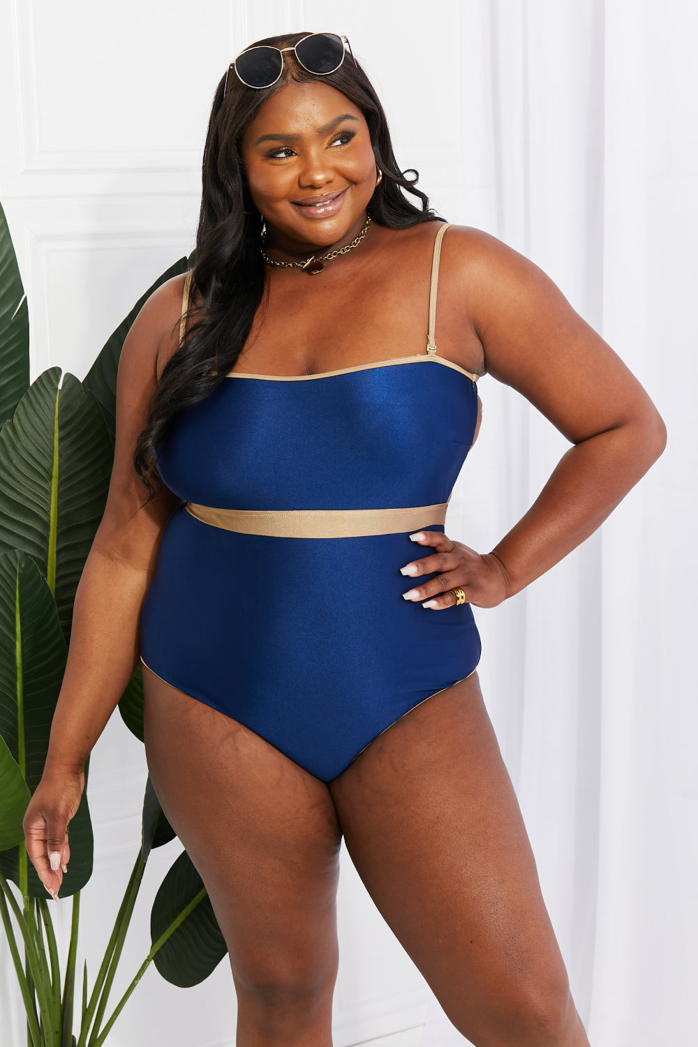 Buy Wave Break Contrast Trim One-Piece by Marina West Swim