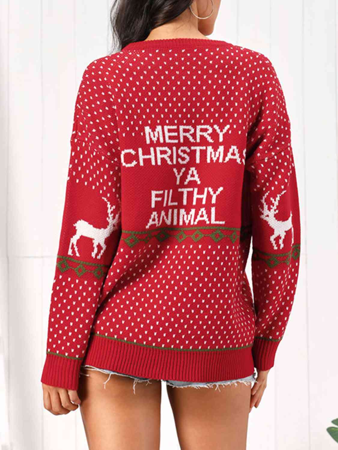 Buy Christmas Element Round Neck Sweater by Faz