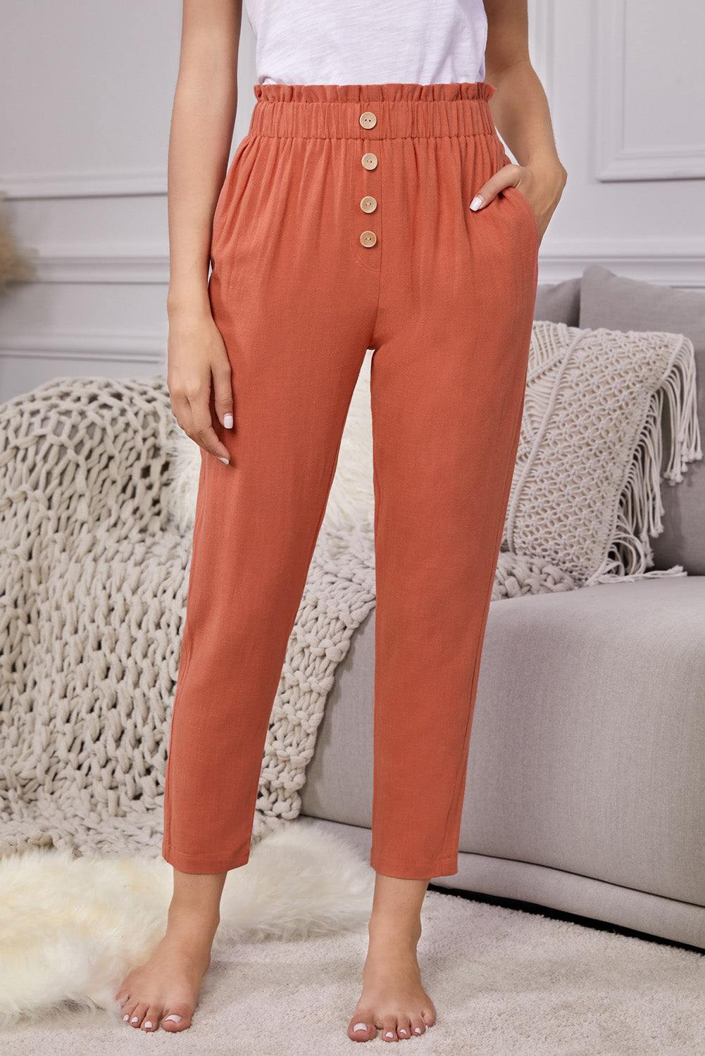 Buy Linen Blend Pocketed Pants by Sensual Fashion Boutique