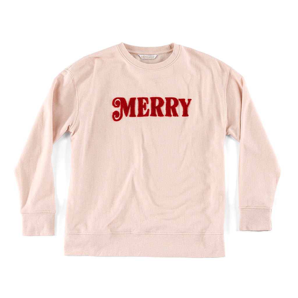 Buy "Merry" Holiday Sweatshirt , Blush by Shiraleah