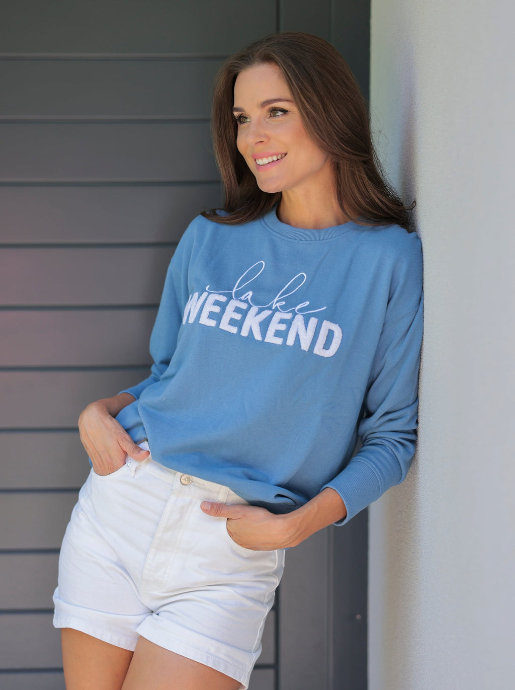 Buy "Lake Weekend" Sweatshirt, Blue by Shiraleah Retail