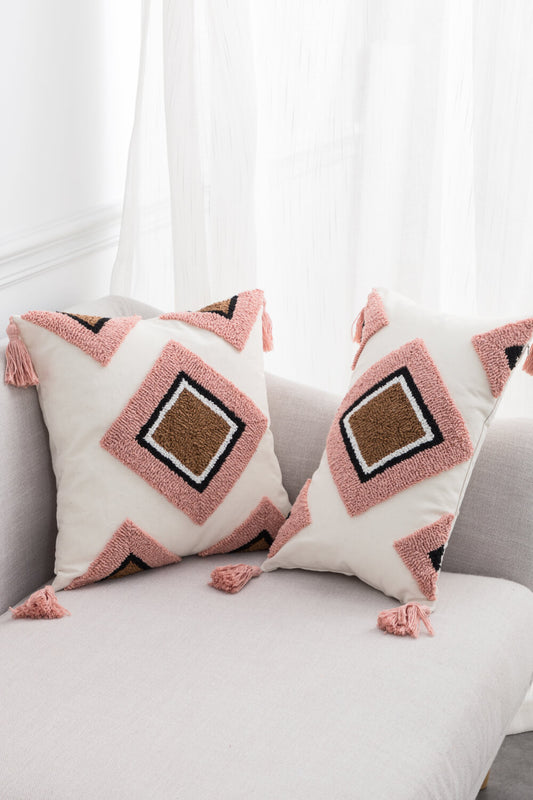 Buy 4 Styles Geometric Graphic Tassel Pillow Cover by Faz