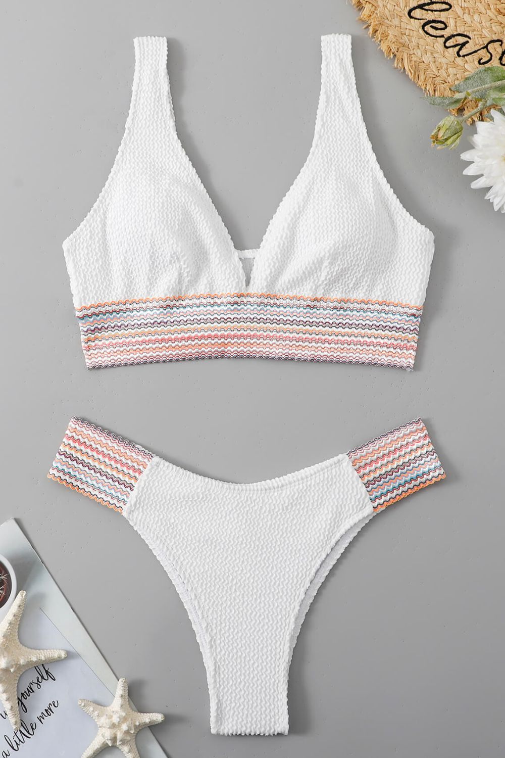 Buy Contrast Textured High Cut Swim Set by Faz