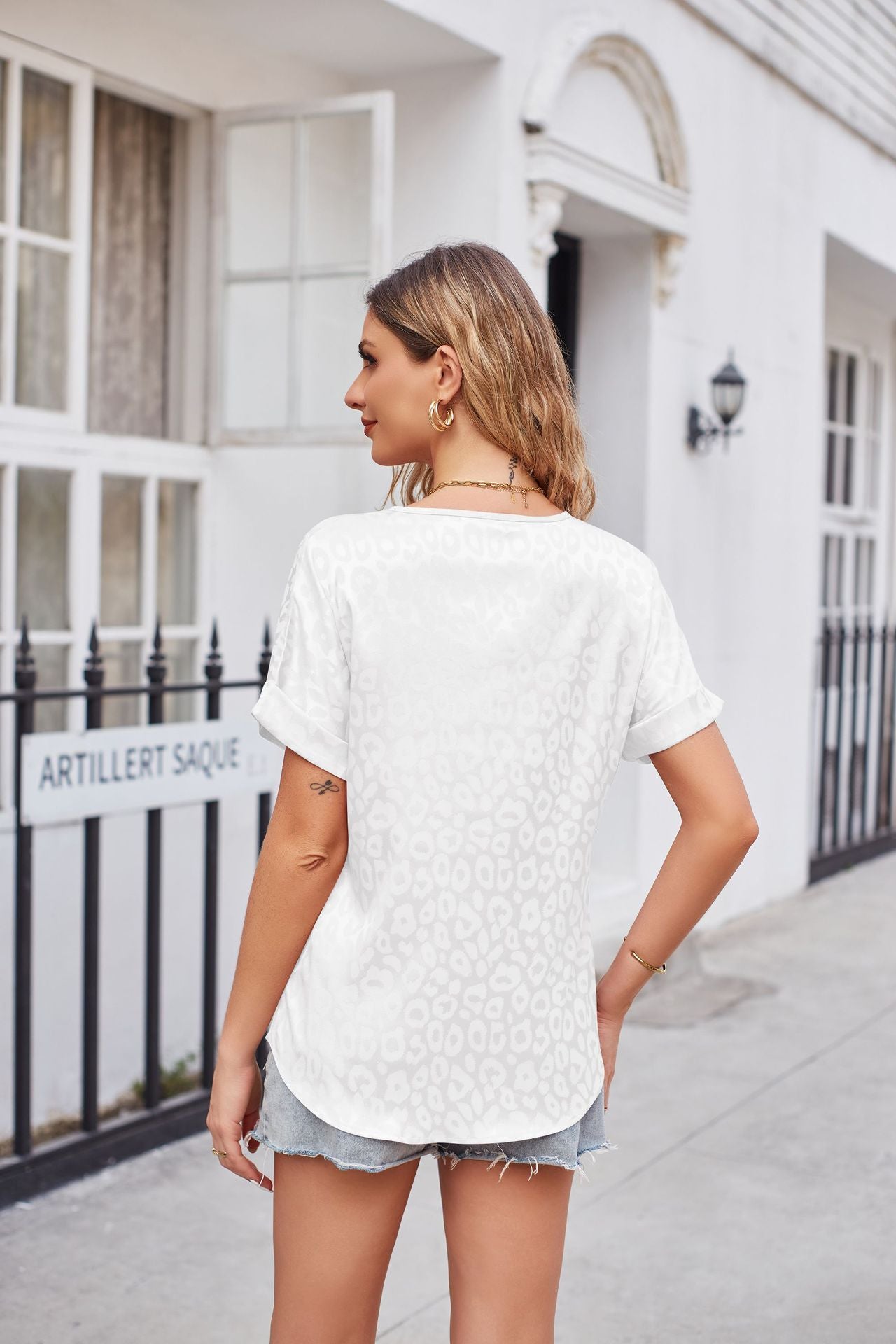 Buy Leopard Print Curved Hem Satin Top by Faz