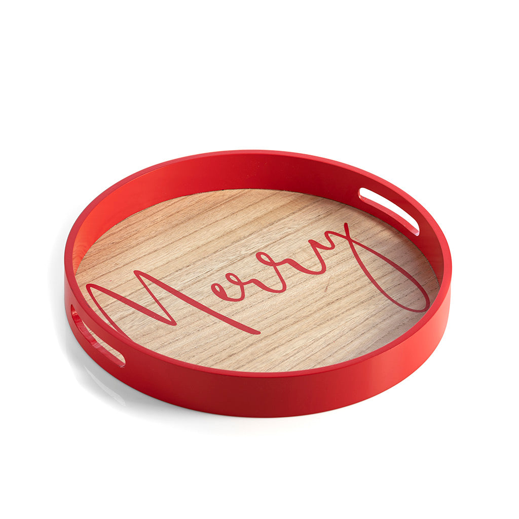 Buy Celebration "Merry" Tray, Red by Shiraleah
