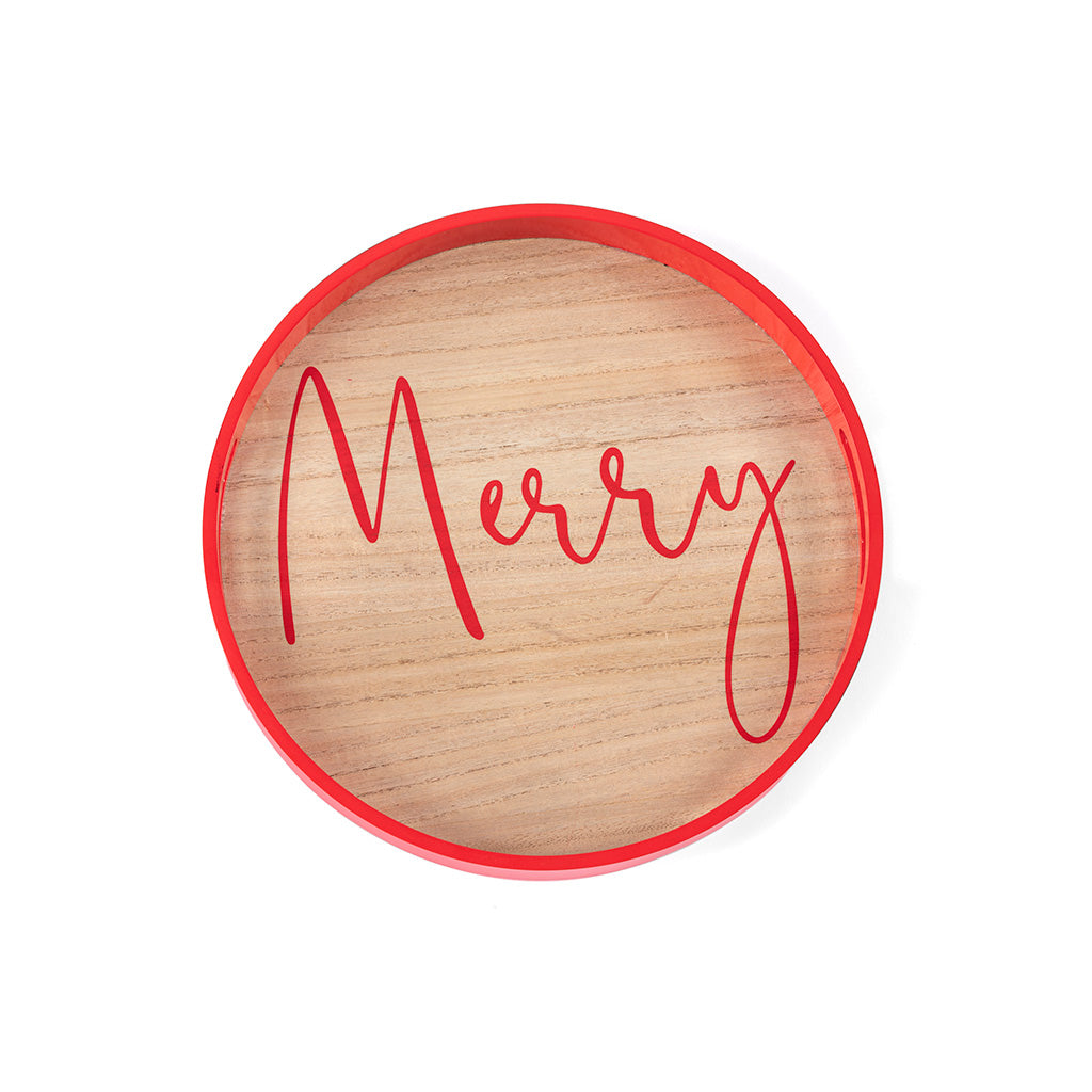Celebration "Merry" Tray, Red