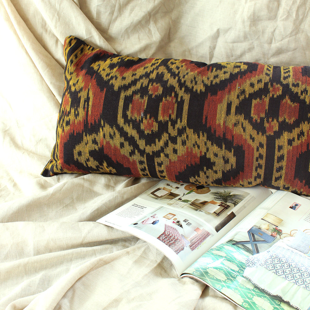 Buy Handwoven Decorative Lumbar Pillow "Java Tribe" by BrunnaCo by BrunnaCo