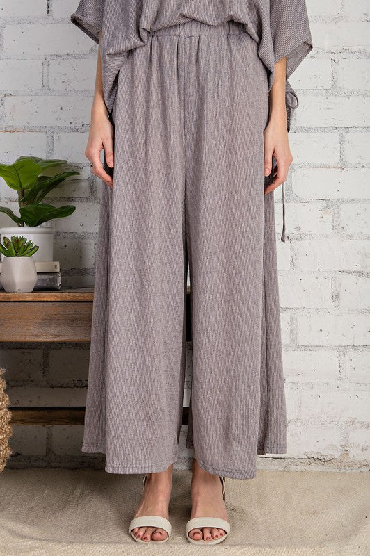 Buy EASEL Heather Grey Switch It Up Textured Wide Leg Pants by Sensual Fashion Boutique by Sensual Fashion Boutique