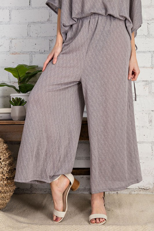 Buy EASEL Heather Grey Switch It Up Textured Wide Leg Pants by Sensual Fashion Boutique by Sensual Fashion Boutique