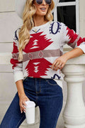 Buy Printed Round Neck Long Sleeve Sweater by Faz
