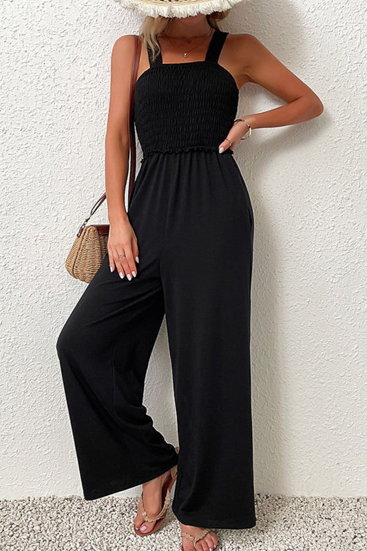 Buy Smocked Sleeveless Wide Leg Jumpsuit with Pockets by Faz