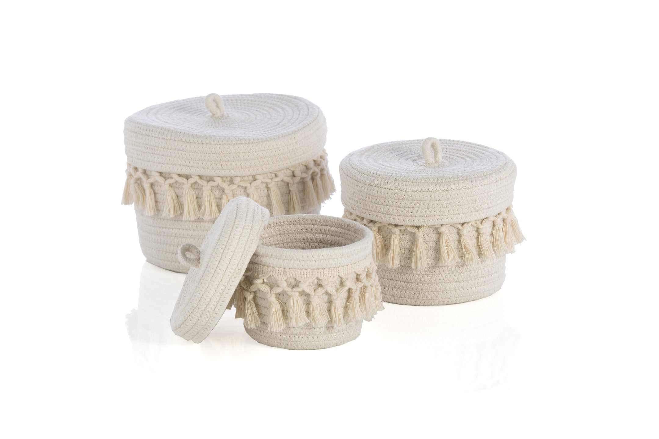 Buy Assorted Set Of 3 Round Dharma Organizer Baskets, Ivory by Shiraleah