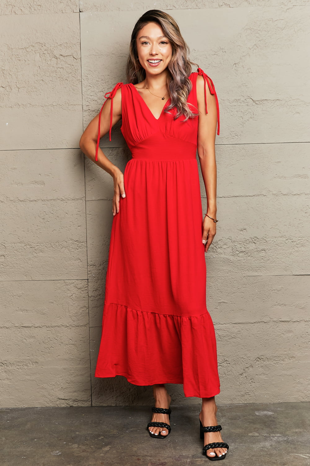Buy Drawstring V-Neck Sleeveless Dress by Hundredth