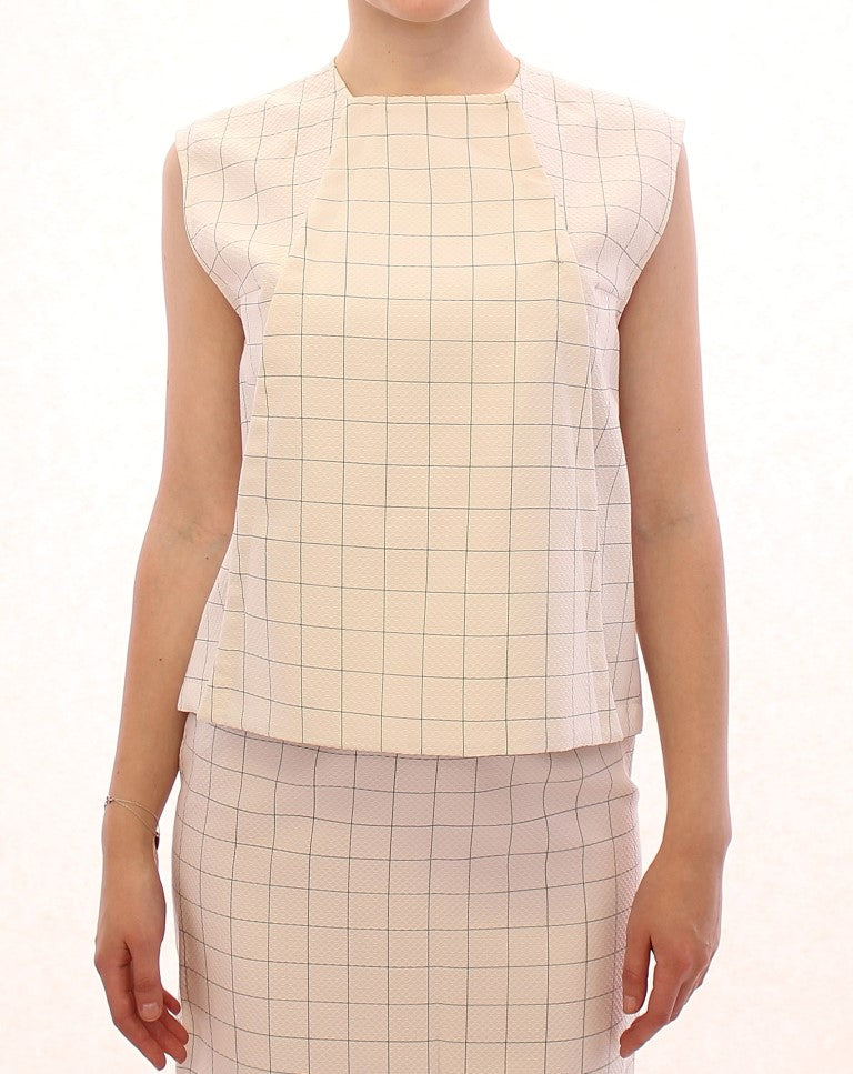 Buy White Cotton Checkered Shirt Top by Andrea Incontri