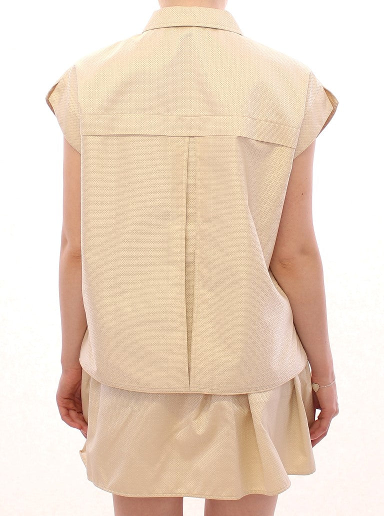 Buy Beige Sleeveless Blouse Top by Andrea Incontri