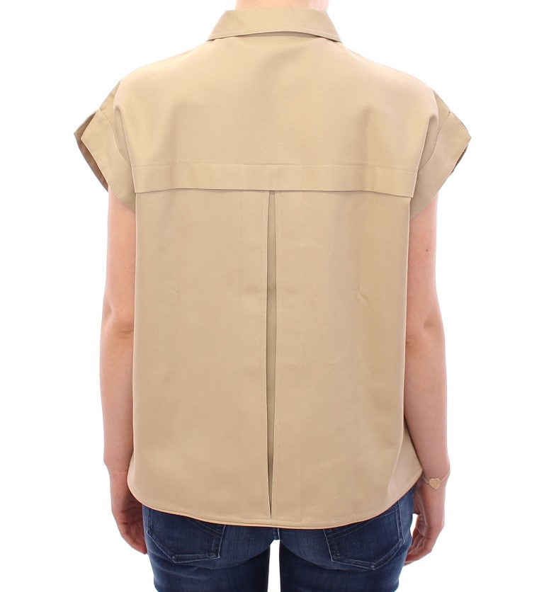 Buy Beige Sleeveless Blouse Top by Andrea Incontri