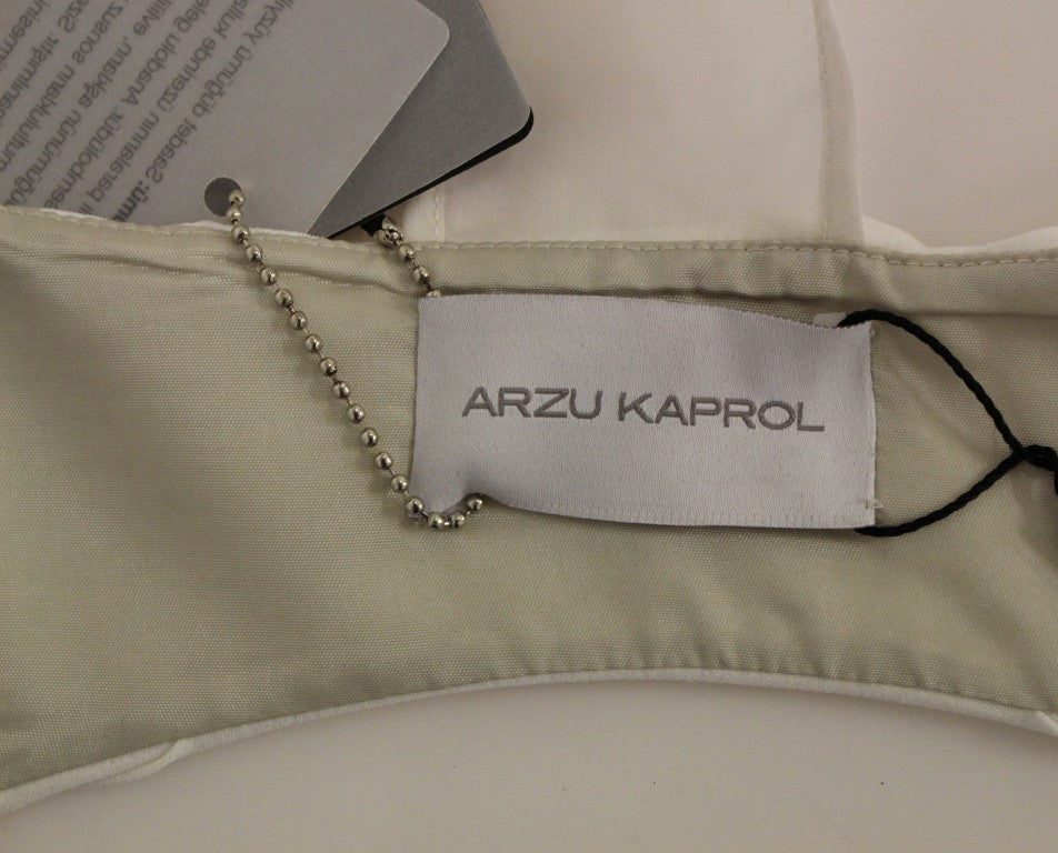 Buy White Lashes Open Back Vest Jacket by Arzu Kaprol