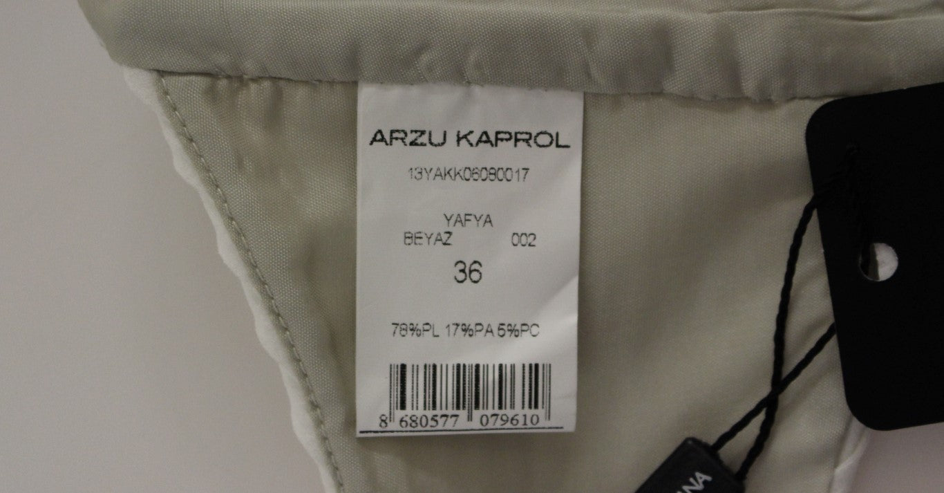 Buy White Lashes Open Back Vest Jacket by Arzu Kaprol