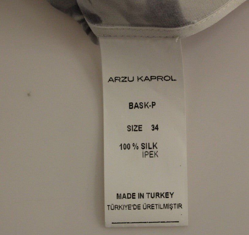Buy Gray Blue Silk Sleeveless Top Shirt Blouse by Arzu Kaprol