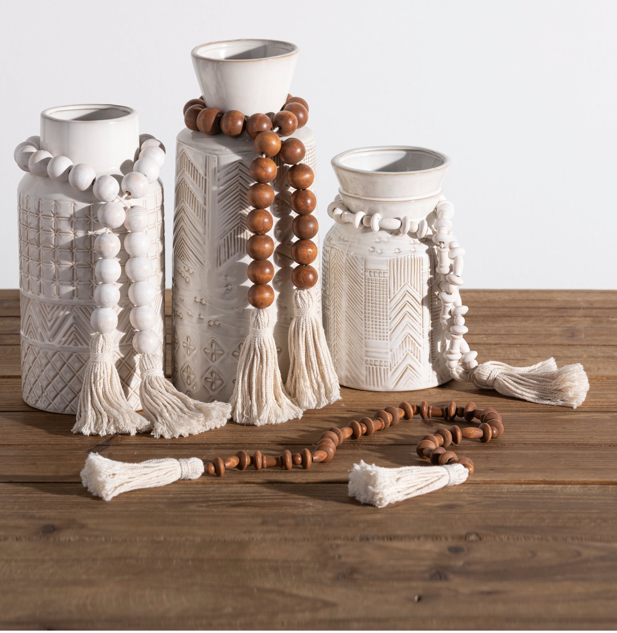 Assorted Set Of 3 Wood Prayer Beads, Brown