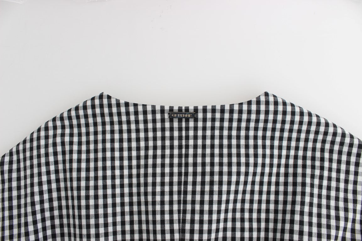 Buy Black White Checkered Belted Sheath Dress by GF Ferre