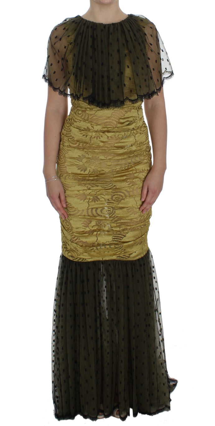 Buy Yellow Floral Lace Sheath Dress by Dolce & Gabbana