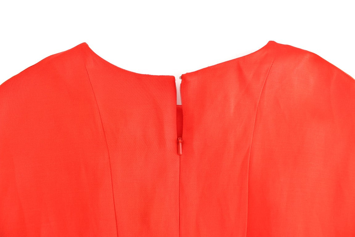 Buy Radiant Red Linen Blend Artisan Dress by Fyodor Golan