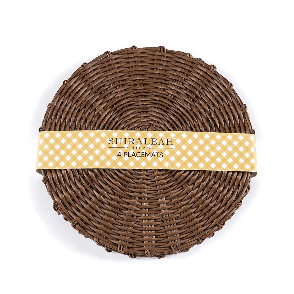 Buy Set Of 4 Basket Weave Placemats, Brown by Shiraleah