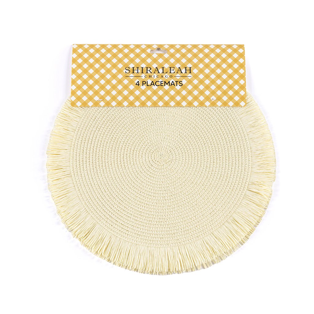 Buy Set Of 4 Fringed Placemats, Ivory by Shiraleah