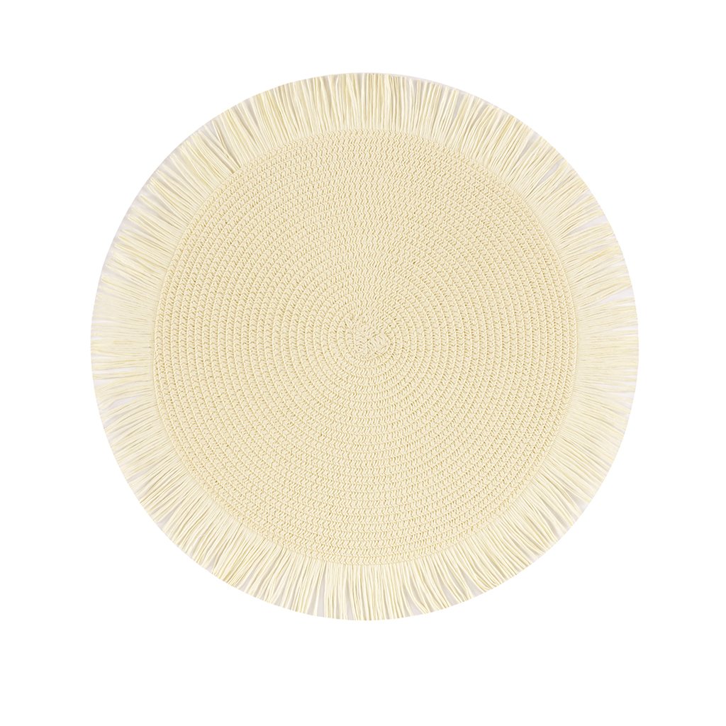 Buy Set Of 4 Fringed Placemats, Ivory by Shiraleah