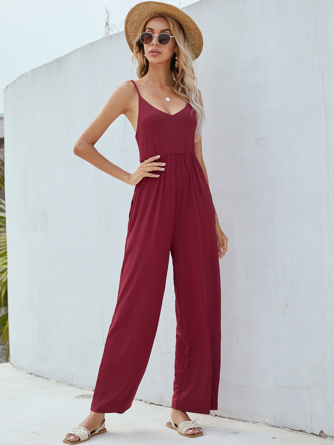 Buy Adjustable Spaghetti Strap Jumpsuit with Pockets by Faz