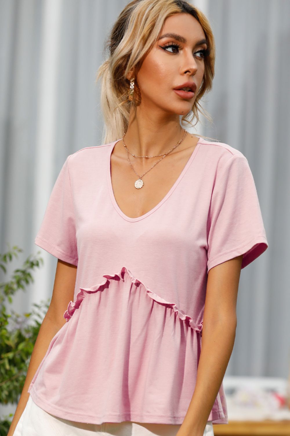 Buy Frill Trim Short Sleeve Tee by Faz