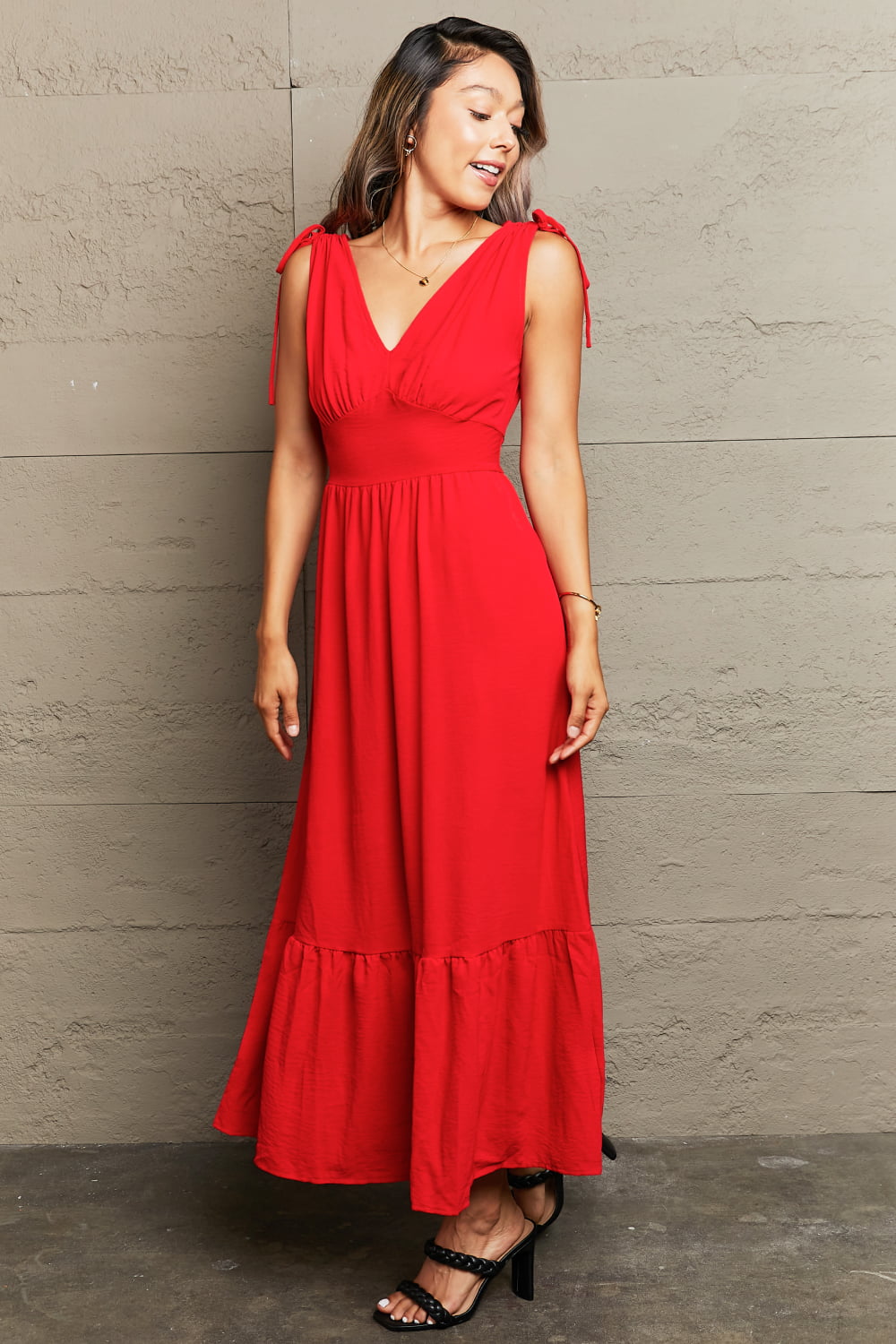Buy Drawstring V-Neck Sleeveless Dress by Hundredth