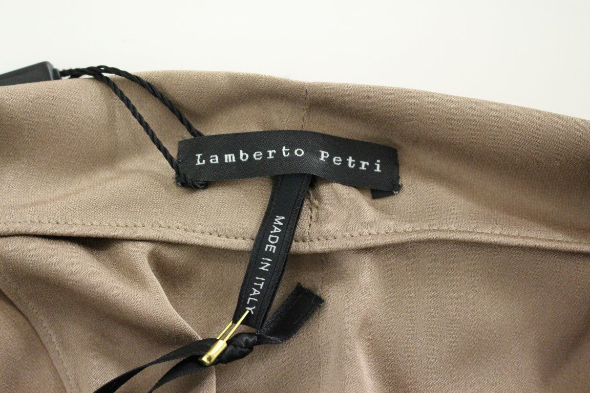 Buy Elegant Brown Silk Shift Dress by Lamberto Petri