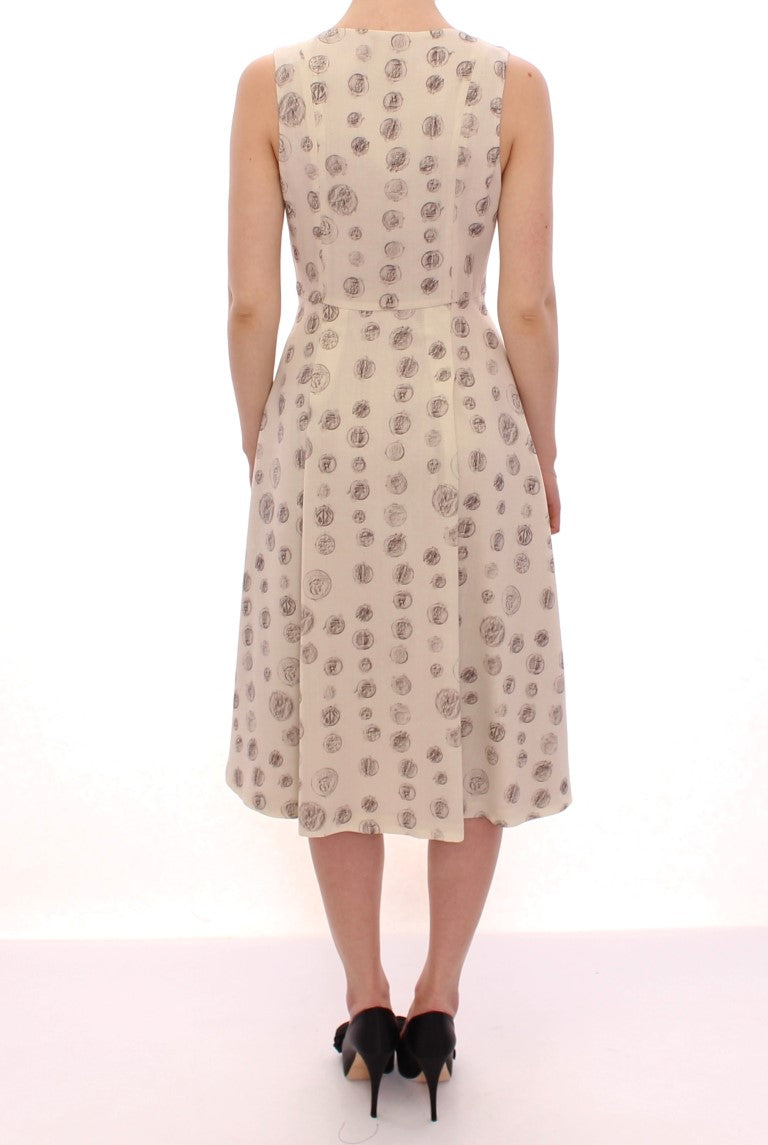 Buy Elegant White Wool Shift Dress with Gray Print by Andrea Incontri